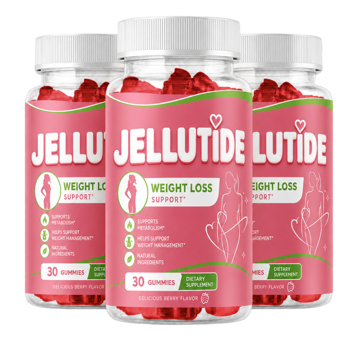 Three bottles of JelluTide gummies